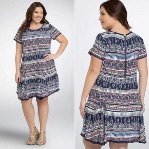 torrid Dresses & Skirts - Torrid Multi Print Challis Tee Dress